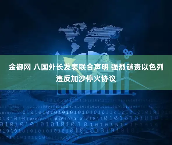 金御网 八国外长发表联合声明 强烈谴责以色列违反加沙停火协议